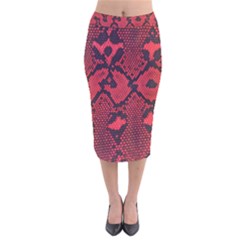 Leather Point Surface Velvet Midi Pencil Skirt by Simbadda
