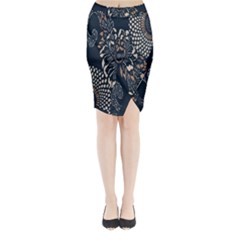 Patterns Dark Shape Surface Midi Wrap Pencil Skirt by Simbadda