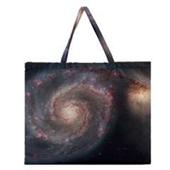 Whirlpool Galaxy And Companion Zipper Large Tote Bag by SpaceShop