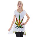 Marijuana Leaf Bright Graphic Short Sleeve Side Drop Tunic View1