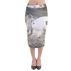 Astronaut Space Travel Space Velvet Midi Pencil Skirt by Simbadda