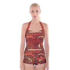 Works From The Local Boyleg Halter Swimsuit  by Simbadda