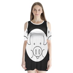 Pig Logo Shoulder Cutout Velvet  One Piece by Simbadda