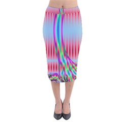 Fractal Tree Velvet Midi Pencil Skirt by Simbadda