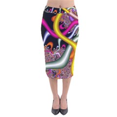 Fractal Roots Velvet Midi Pencil Skirt by Simbadda