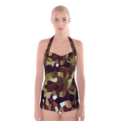 Crystallize Background Boyleg Halter Swimsuit  by Simbadda