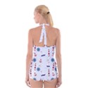 Seaside Nautical Themed Pattern Seamless Wallpaper Background Boyleg Halter Swimsuit  View2
