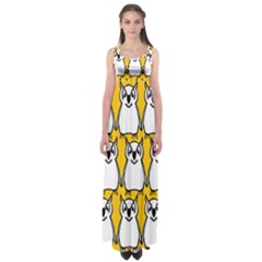 Yellow Owl Background Empire Waist Maxi Dress by Simbadda