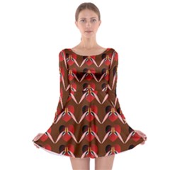 Peacocks Bird Pattern Long Sleeve Skater Dress by Simbadda