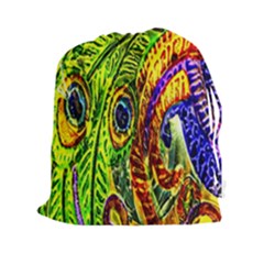 Glass Tile Peacock Feathers Drawstring Pouches (xxl) by Simbadda