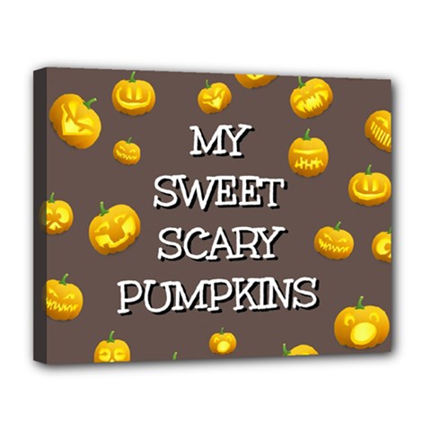 Scary Sweet Funny Cute Pumpkins Hallowen Ecard Canvas 14  X 11  by Amaryn4rt