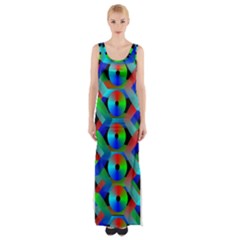 Bee Hive Color Disks Maxi Thigh Split Dress by Amaryn4rt