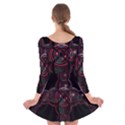 Fractal Red Cross On Black Background Long Sleeve Velvet Skater Dress View2