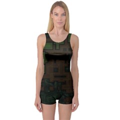Circuit Board A Completely Seamless Background Design One Piece Boyleg Swimsuit by Simbadda