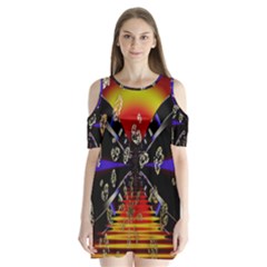 Diamond Manufacture Shoulder Cutout Velvet  One Piece by Simbadda