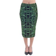 An Overly Large Geometric Representation Of A Circuit Board Velvet Midi Pencil Skirt by Simbadda