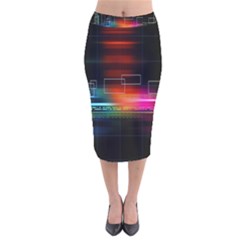 Abstract Binary Velvet Midi Pencil Skirt by Simbadda