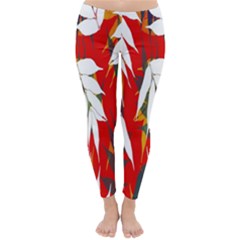 Leaves Pattern Background Pattern Classic Winter Leggings by Simbadda