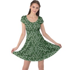 Green Organic Chemistry Pattern With Formulas Cap Sleeve Dress by CoolDesigns