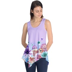 Violet Floral Sleeveless Tunic Top by CoolDesigns