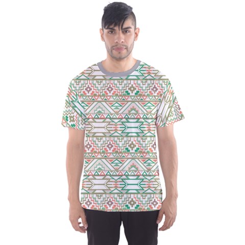 Gray Abstract Geometric Aztec Colorful Pattern Men s Sport Mesh Tee by CoolDesigns