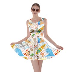 Colorful Surfing Vacation And Tropical Beach Pattern Skater Dress by CoolDesigns