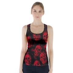 Sparkling Glitter Skulls Red Racer Back Sports Top by ImpressiveMoments