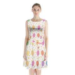 Balloon Star Rainbow Sleeveless Chiffon Waist Tie Dress by Mariart