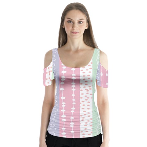Heart Love Valentine Polka Dot Pink Blue Grey Purple Red Butterfly Sleeve Cutout Tee  by Mariart