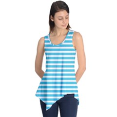 Horizontal Stripes Blue Sleeveless Tunic by Mariart