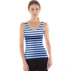Horizontal Stripes Dark Blue Tank Top by Mariart