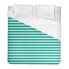Horizontal Stripes Green Teal Duvet Cover (full/ Double Size) by Mariart