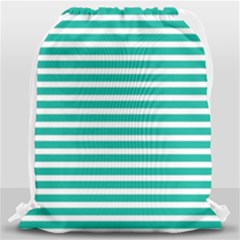 Horizontal Stripes Green Teal Drawstring Bag (large) by Mariart