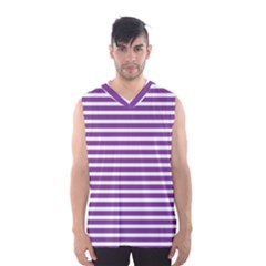 Horizontal Stripes Purple Men s Basketball Tank Top by Mariart
