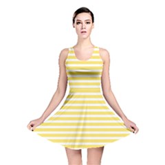 Horizontal Stripes Yellow Reversible Skater Dress by Mariart
