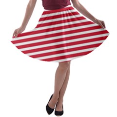 Horizontal Stripes Red A-line Skater Skirt by Mariart