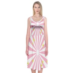 Hurak Pink Star Yellow Hole Sunlight Light Midi Sleeveless Dress by Mariart