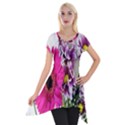 Purple White Flower Bouquet Short Sleeve Side Drop Tunic View1