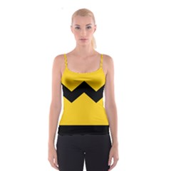 Chevron Wave Yellow Black Line Spaghetti Strap Top by Mariart