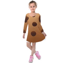 Cookie Chocolate Biscuit Brown Kids  Long Sleeve Velvet Dress by Mariart