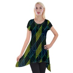 Modern Geometric Seamless Pattern Short Sleeve Side Drop Tunic by dflcprintsclothing