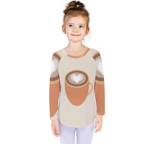 Artin Coffee Chocolate Brown Heart Love Kids  Long Sleeve Tee by Mariart