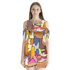 Sweet Stuff Digitally Food Shoulder Cutout Velvet  One Piece by Nexatart
