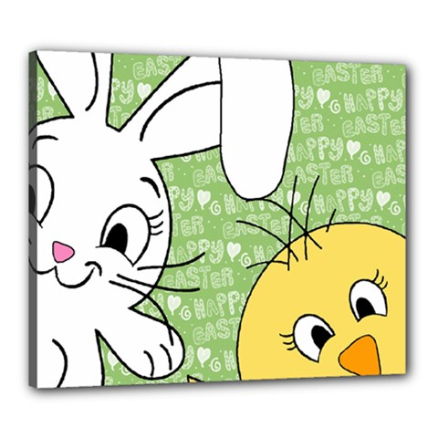 Easter Bunny And Chick  Canvas 24  X 20  by Valentinaart