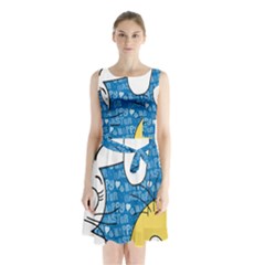 Easter Bunny And Chick  Sleeveless Chiffon Waist Tie Dress by Valentinaart