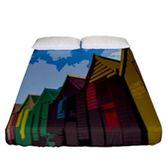 Brightly Colored Dressing Huts Fitted Sheet (california King Size) by Nexatart