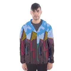 Brightly Colored Dressing Huts Hooded Wind Breaker (men) by Nexatart