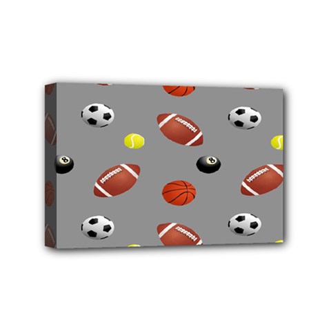 Balltiled Grey Ball Tennis Football Basketball Billiards Mini Canvas 6  X 4  by Mariart