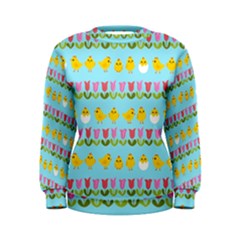 Easter - Chick And Tulips Women s Sweatshirt by Valentinaart