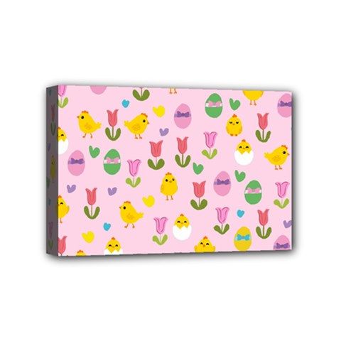 Easter - Chick And Tulips Mini Canvas 6  X 4  by Valentinaart